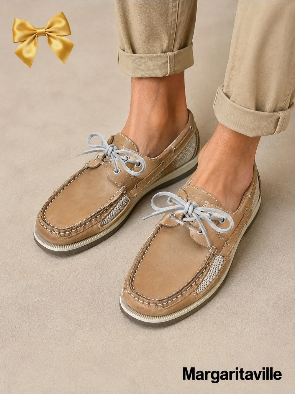 Margaritaville Tan Leather Boat Shoes Size 11